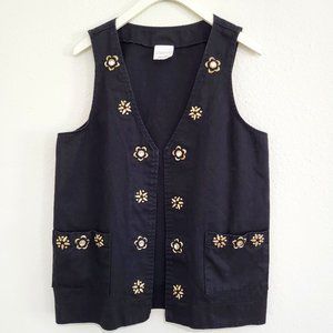 Fran's Embellished Black Vest SZ S